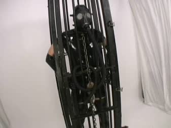 Gas Mask Chastity Pt 3 Caged Gimp Double Domme Threesome